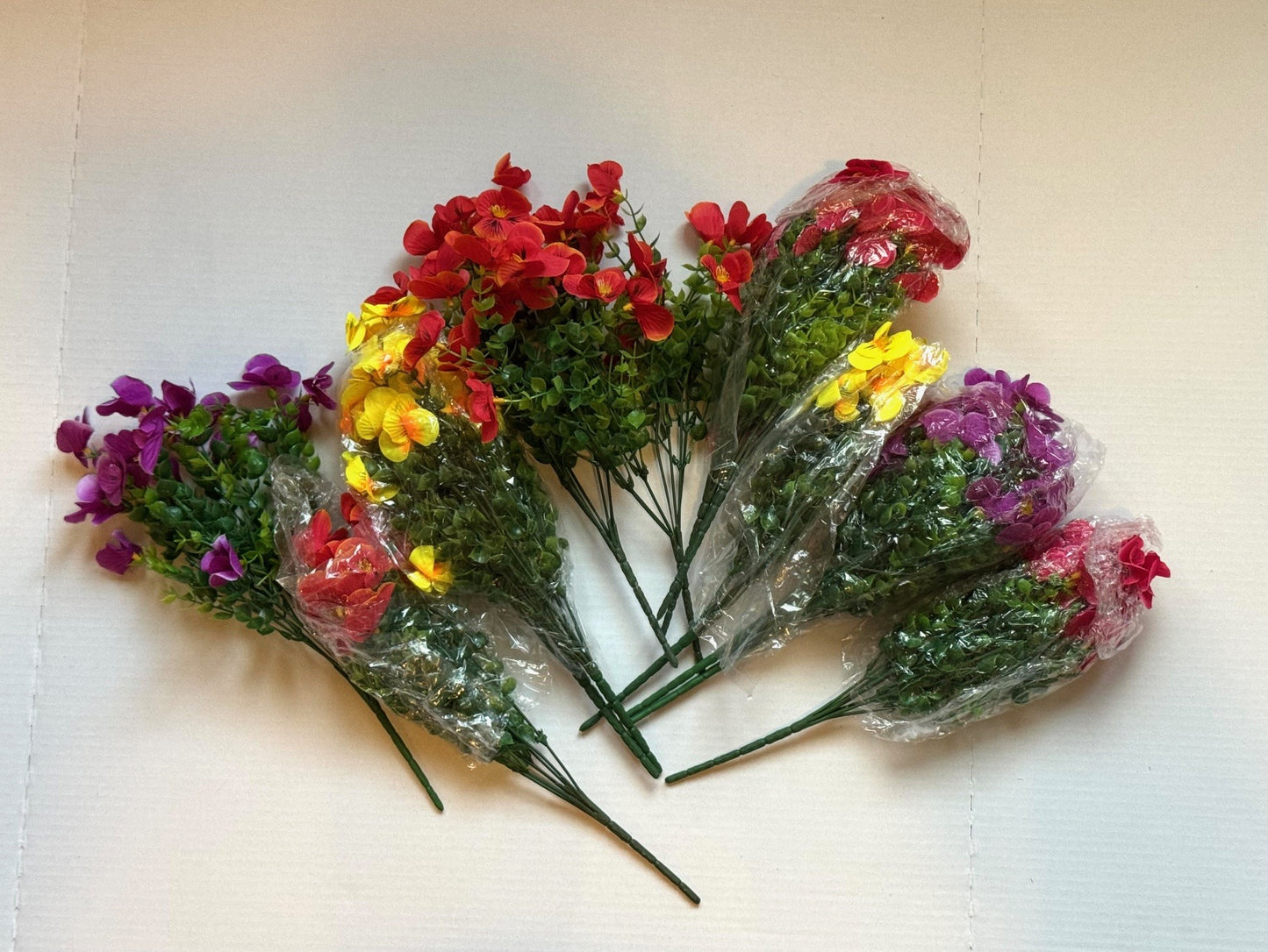 Seller #126 - Variety of Fake Flowers - Yellow, Purple, & Red Orange