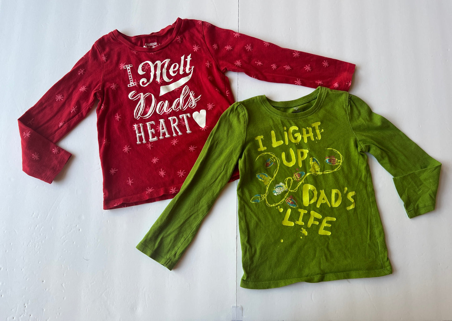 #77B Girls 4T Holiday Long Sleeve Bundle- Christmas "I light up Dad's Life" and Valentine I melt Dad's heart