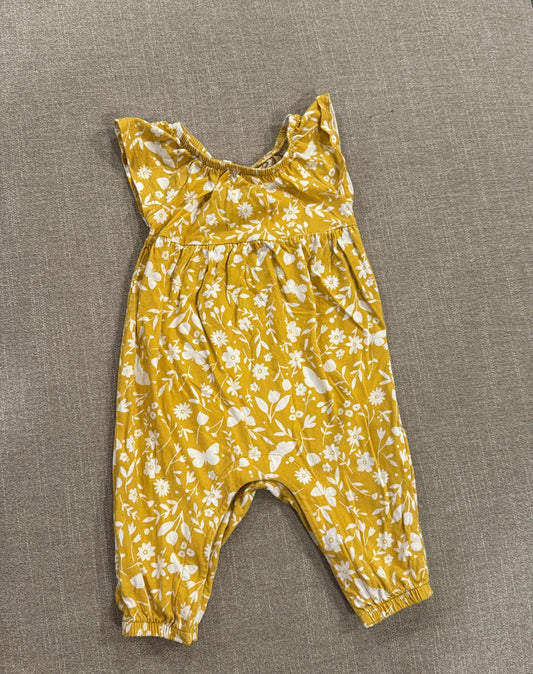 #145 Old Navy yellow romper Girls 3-6 mth EUC