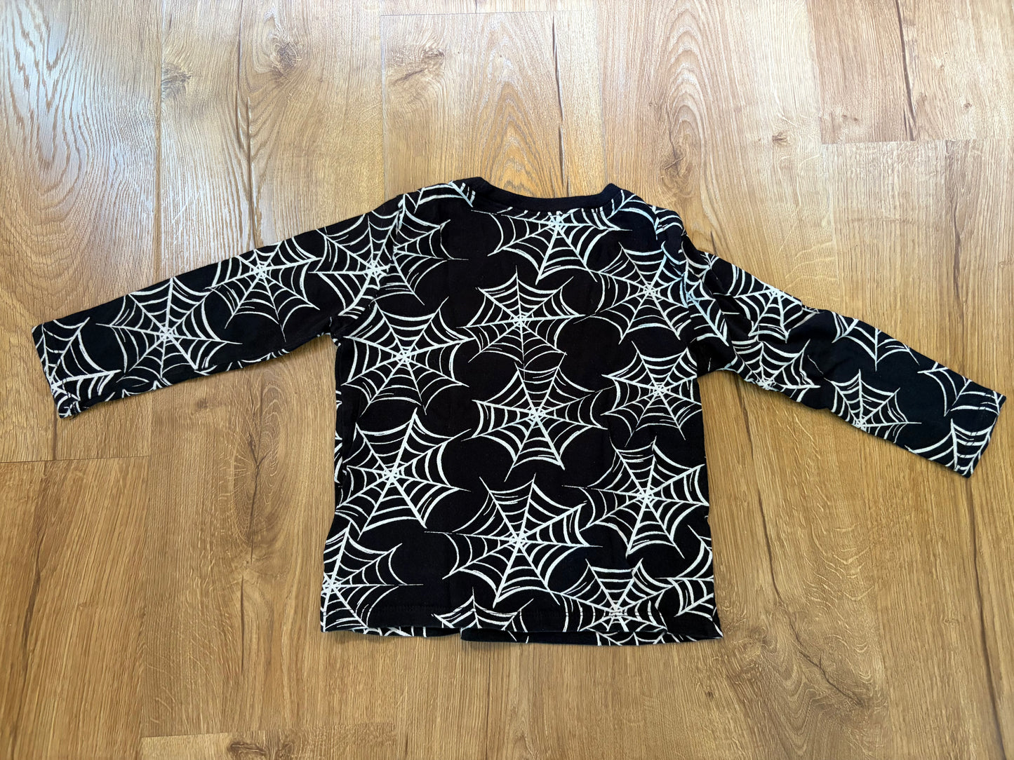 #6 - Old Navy Boys Black Long-Sleeved Shirt with Spiderwebs - 4T