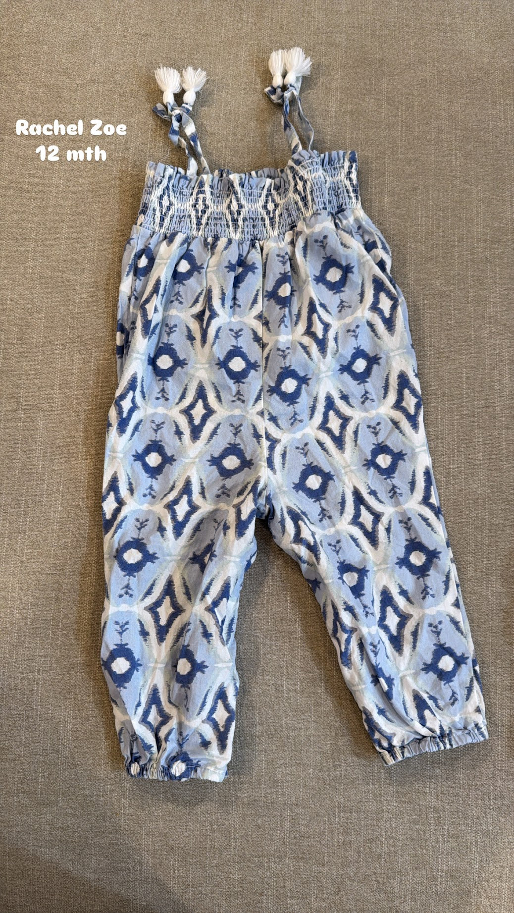 #159 Rachel Zoe light blue romper Girls 12 mth EUC