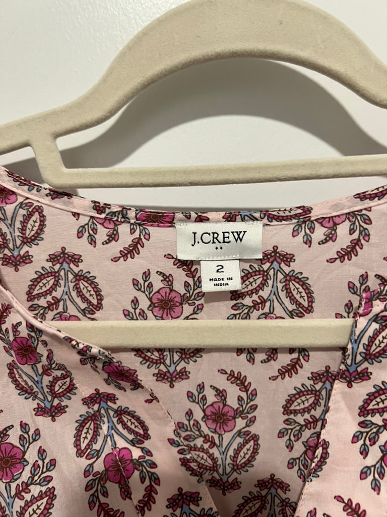 Seller #76 - J. Crew Ruffle-Sleeve Cotton Midi Dress Pink Floral Print Women's Size 2