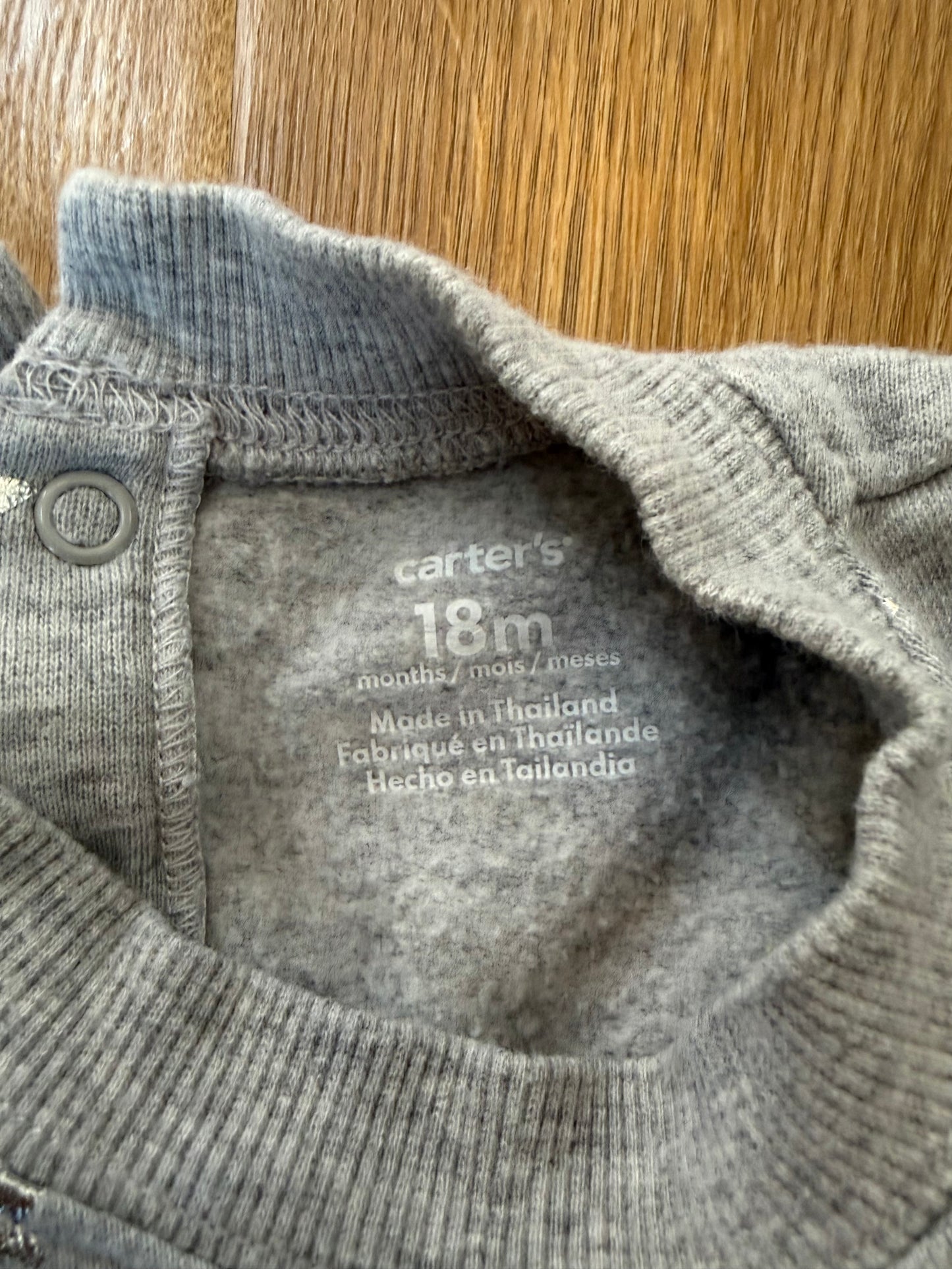 #6 - Carters Girls Grey Romper with Stars - 18 months