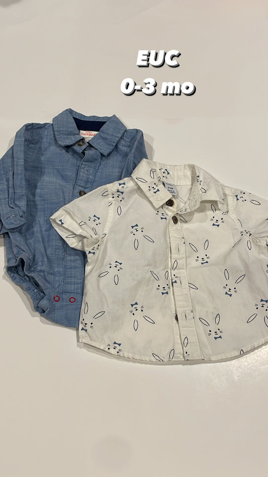 Cat & jack and old navy 0-3 mo button down shirt duo