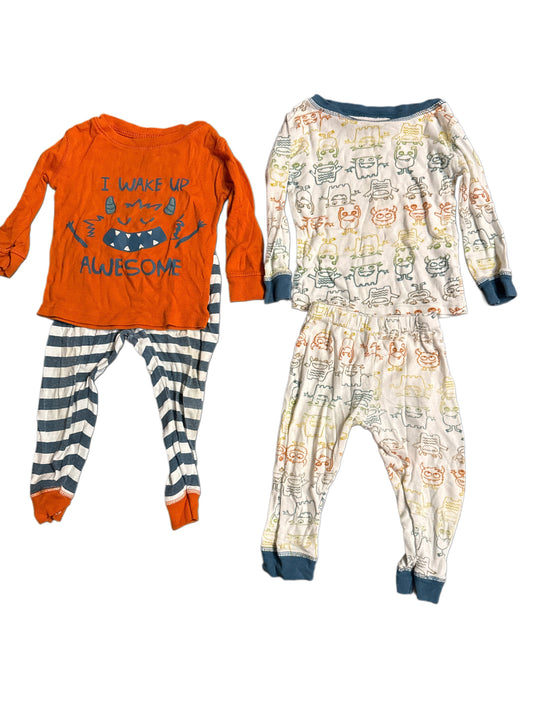 #28 REDUCED Koala Kids Monster Two Piece Pajama Bundle Size 24M