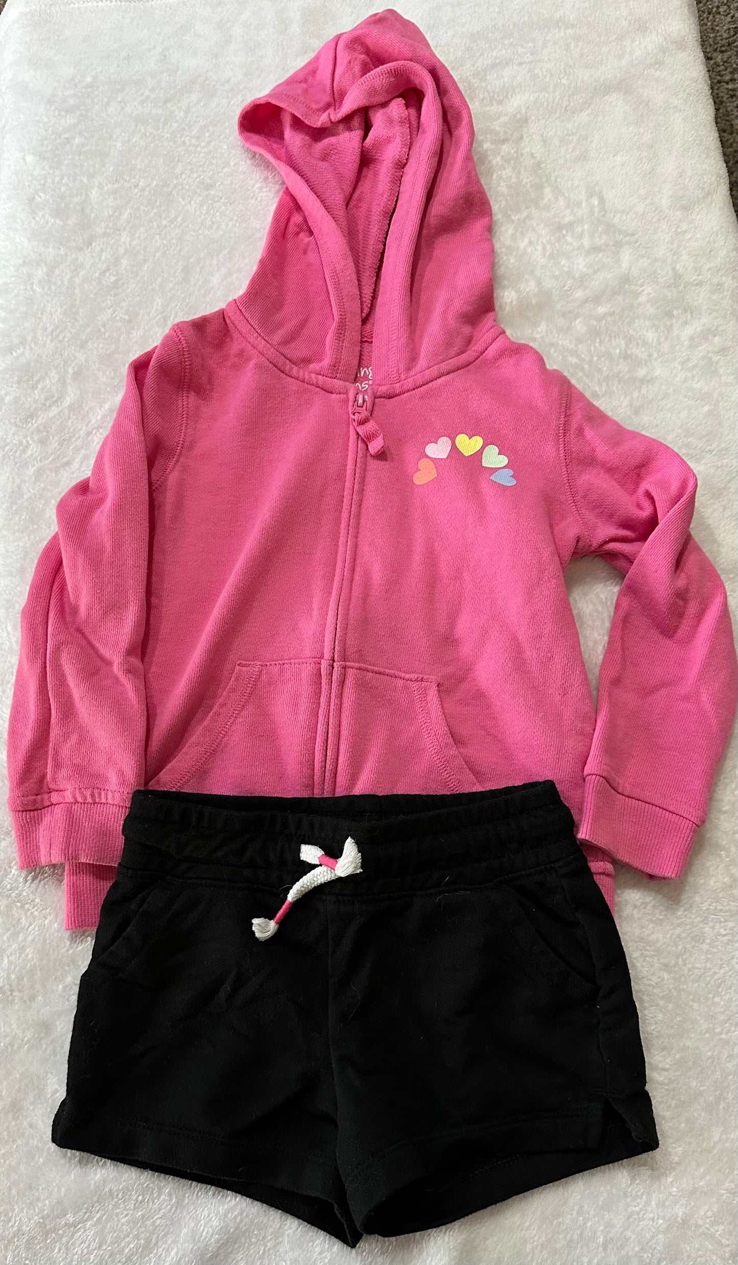 Girls 3T Jumping Beans zip up sweatshirt and Cat and Jack shorts