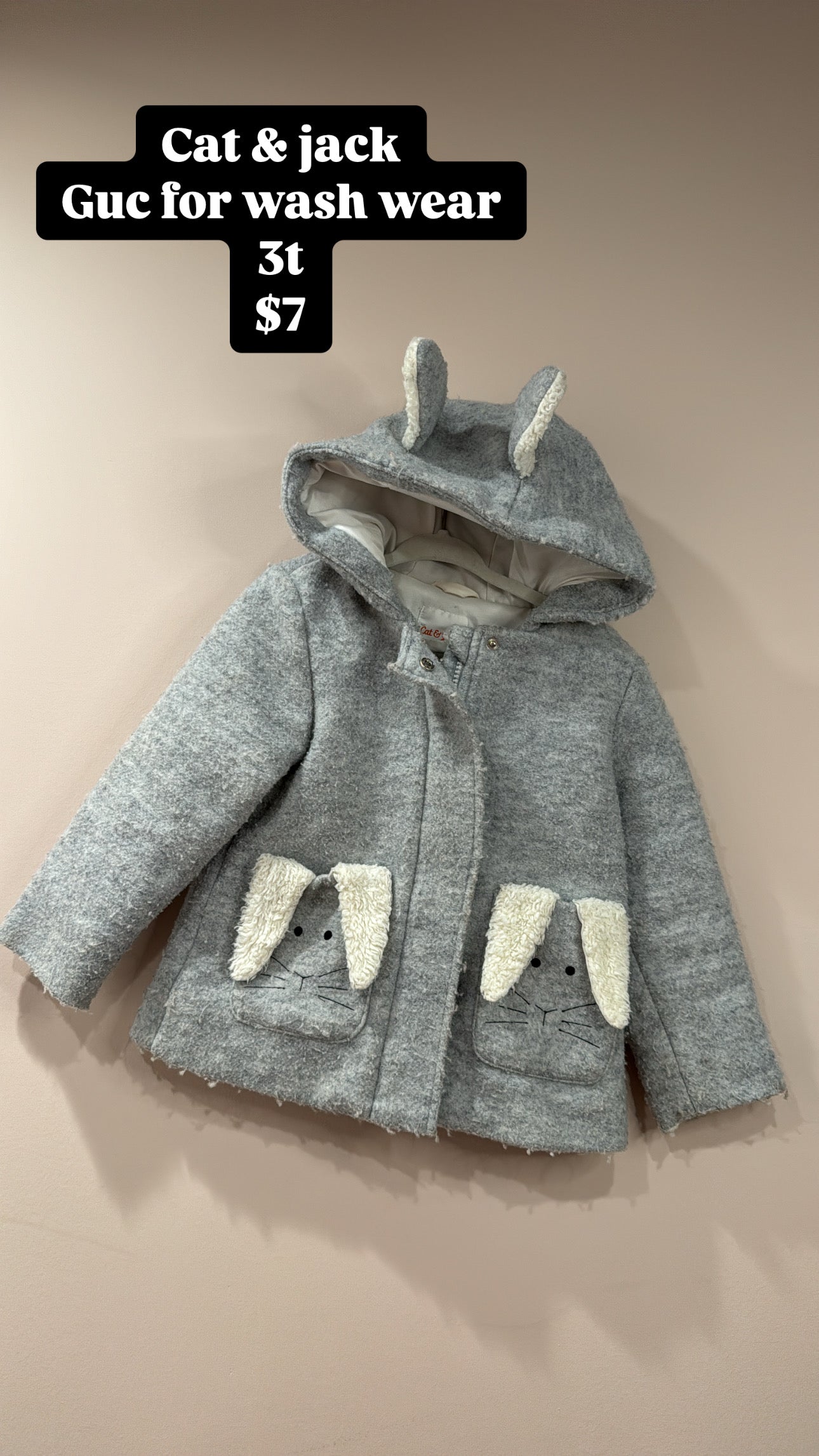 90B Cat & Jack 3t bunny coat