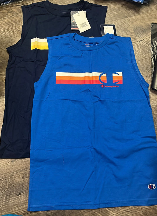 #121 NWT Boy L athletic muscle tops bundle Champion.
