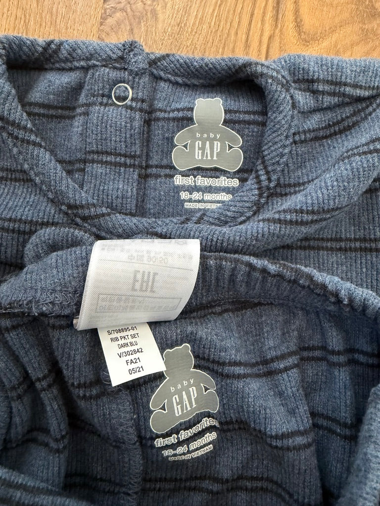 #6 - Baby Gap Boys Navy Striped Outfit - 18-24 months