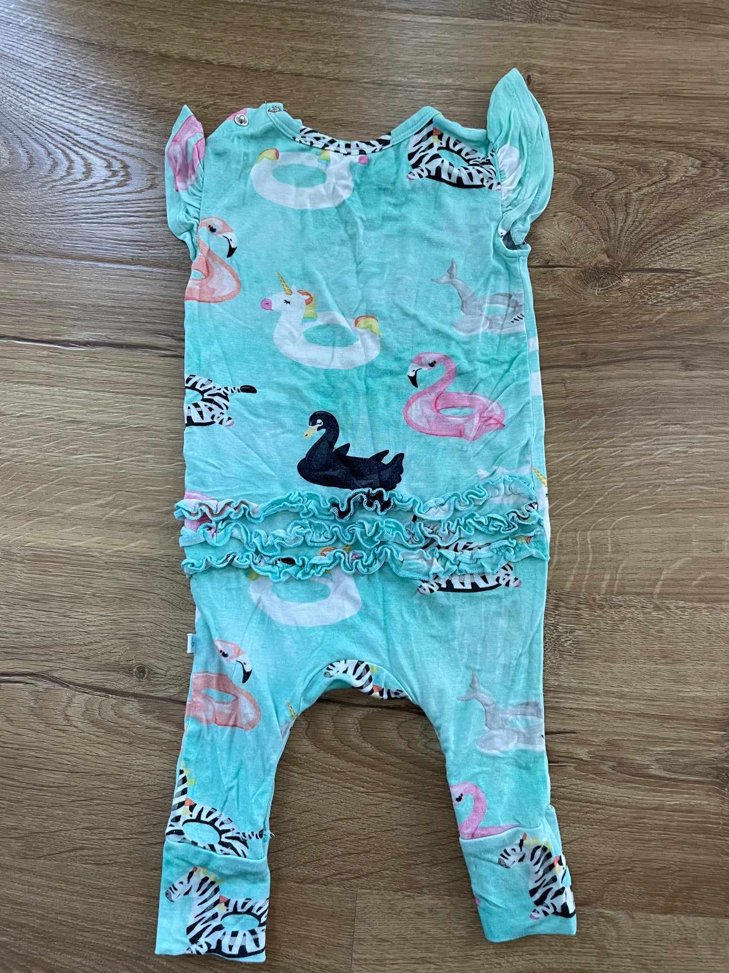 #6 - Girls Posh Peanut Ruffle Romper - summer/swim theme, 6-9 months