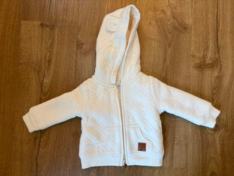 #6 - Carters Girls White Fleece-lined hoodie with bear ears -  3-6 months
