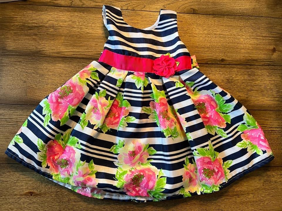 Navy Floral Dress Girl's Size 24 months/2T