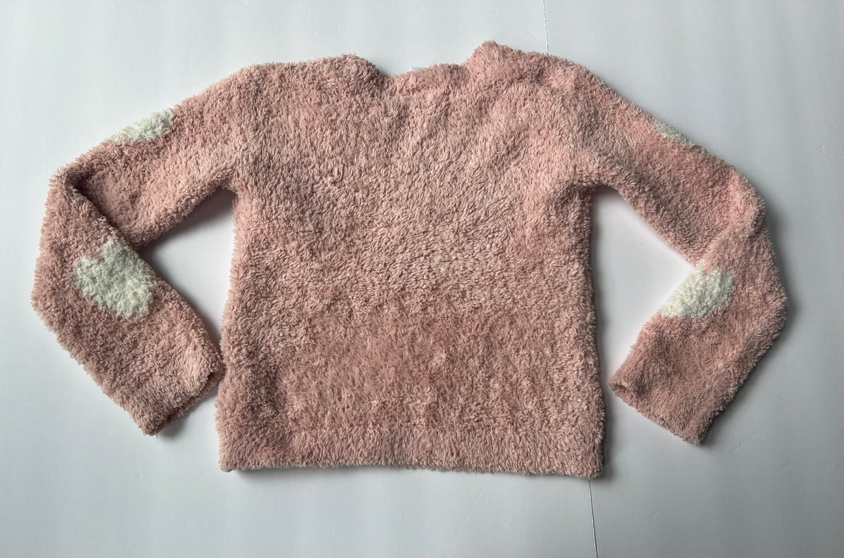 #141 Girls 4 Harper Canyon Pink Sweater with Cream Hearts - Super Soft