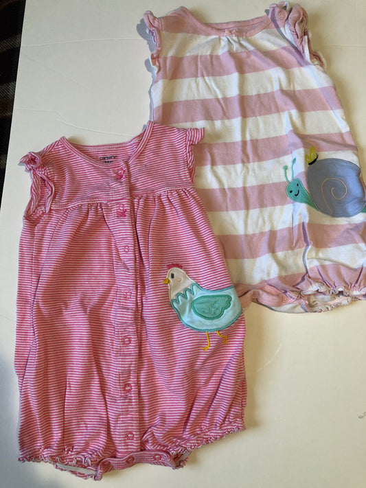 24 month girl carters button romper set