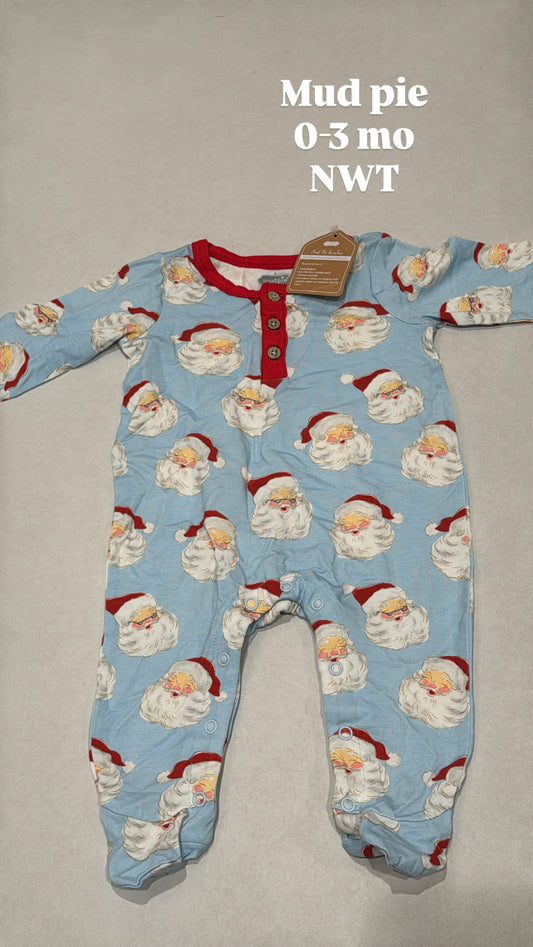 44 mud pie bamboo Santa playsuit 0-3 mo