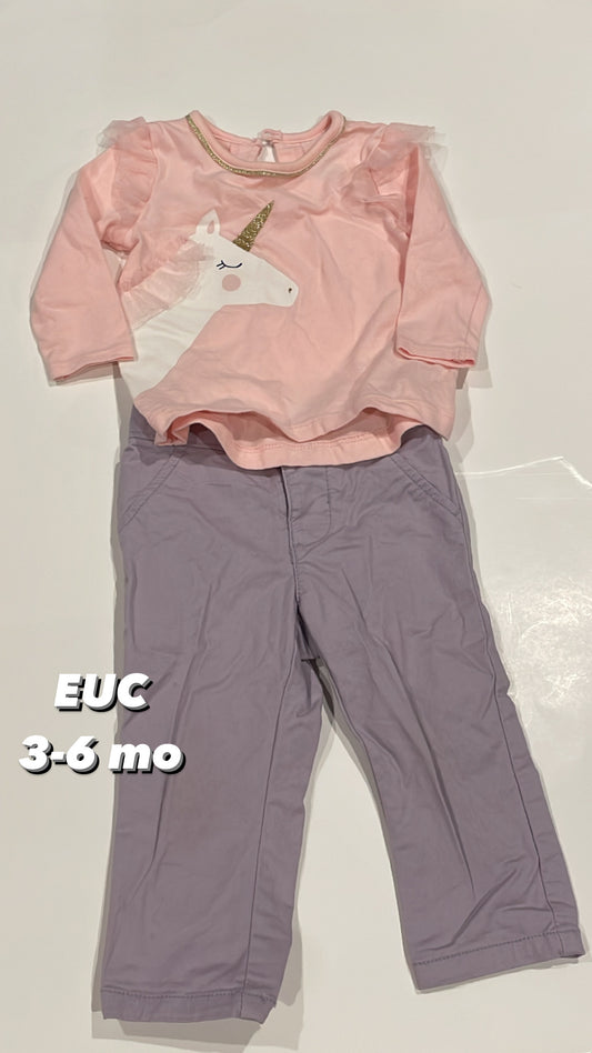 3-6 mo carters top and old navy lavendar pants