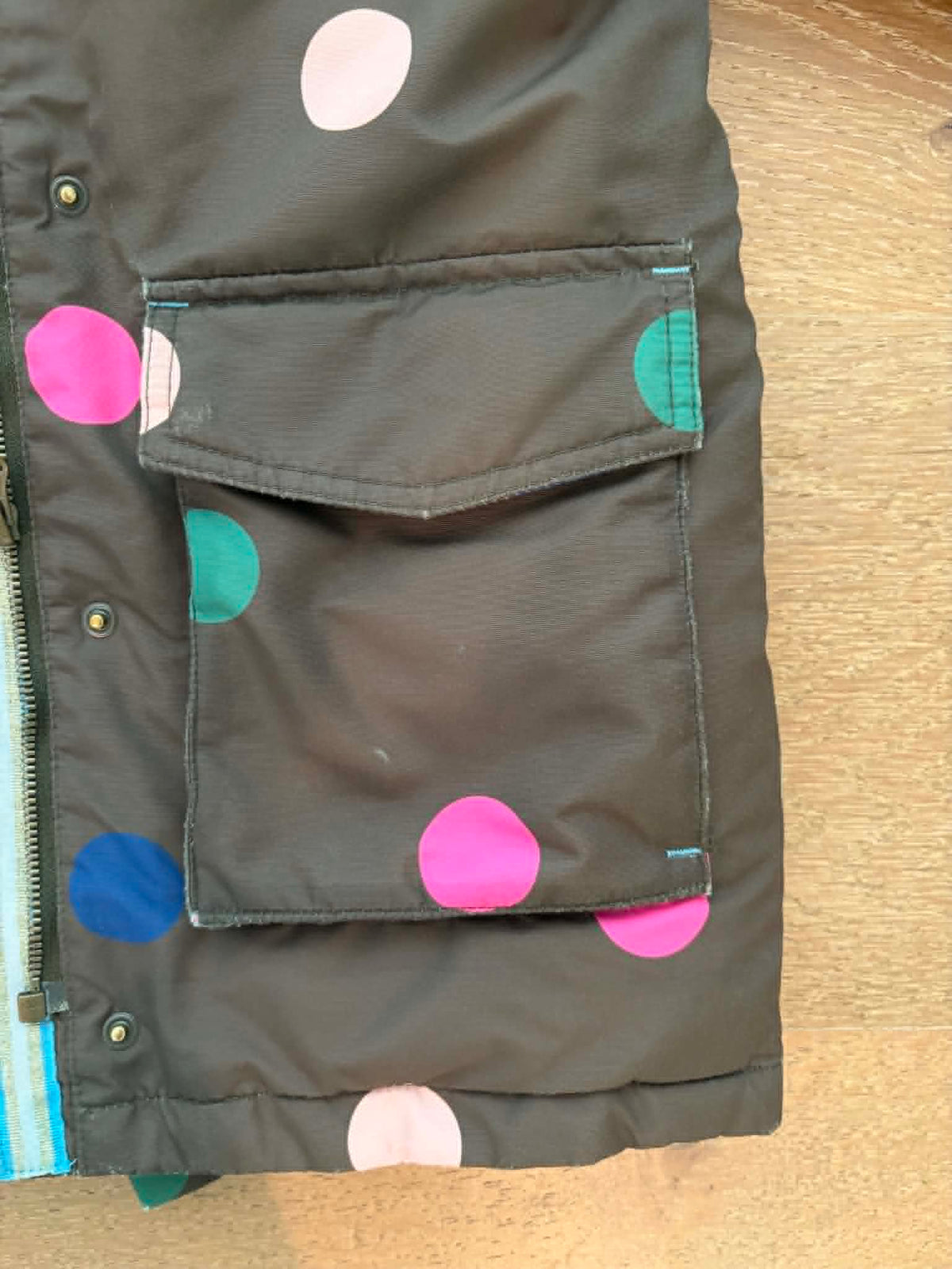 Seller #193 Mini Boden Girls Size 6-7 Army Green Polka Dot Winter Jacket (Retailed for $120)