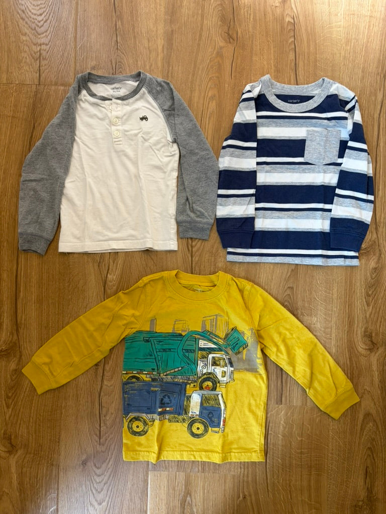 #6 - Carters Boys Long Sleeved Shirts (bundle of 3) - 3T