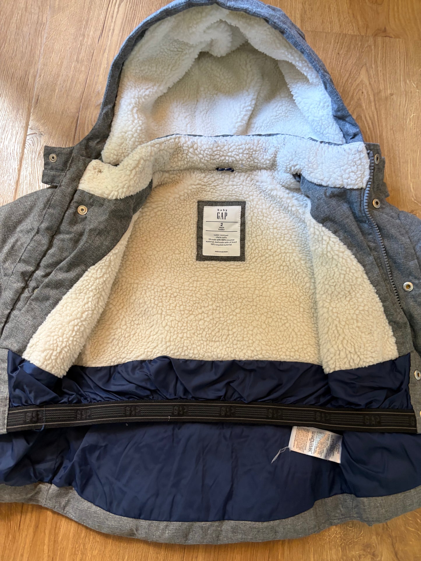 #6 - Baby Gap Grey Hooded Winter Coat - boys or girls - 2T