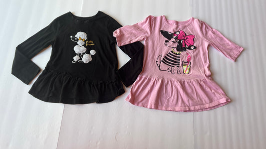 #180 Girls 4 Set of 2 Dog Themed Long Sleeves