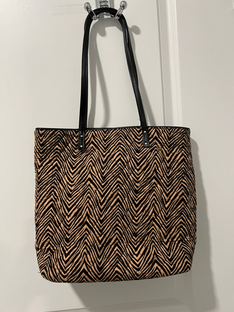 Seller #76 - Vera Bradley Zebra Print Tote Bag Quilted Fabric Shoulder Handbag Stylish