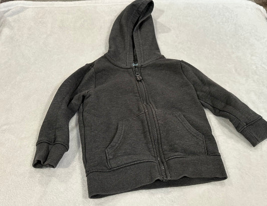 #75B Boys 2T Old Navy gray zip up hooded sweatshirt