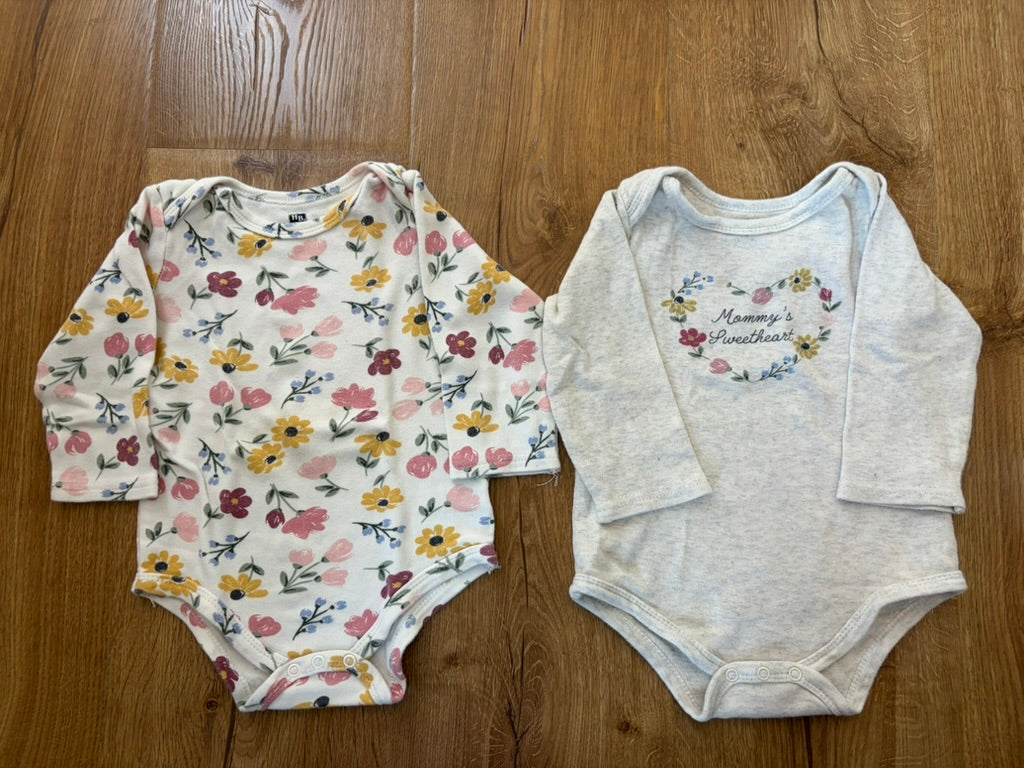 #6 - Hudson Baby Girls Long Sleeved Bodysuits (set of 2) - 18 months