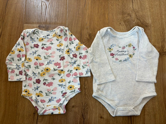 #6 - Hudson Baby Girls Long Sleeved Bodysuits (set of 2) - 18 months