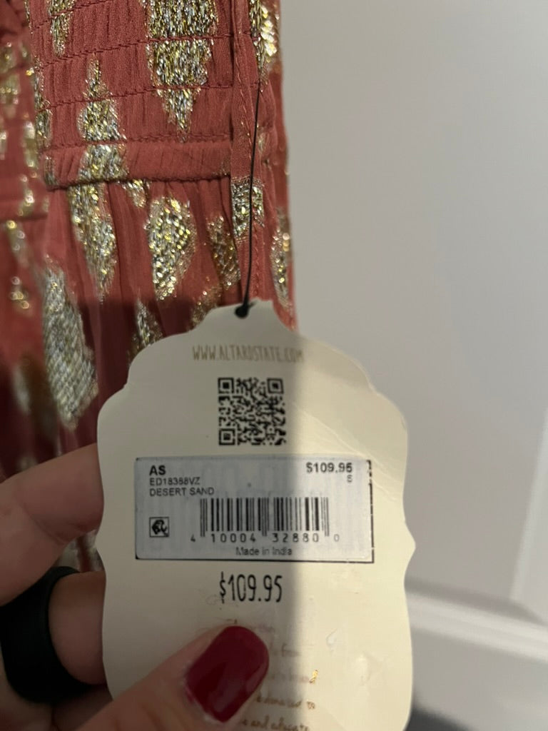 Seller #76 - Altar'd State Maxi Dress Peach/Gold - NWT - Size Small