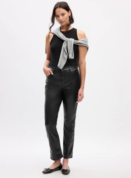 Seller #193 NWOT Gap Women's Size 6/28 Faux Leather Vintage High Rise Jeans Pants