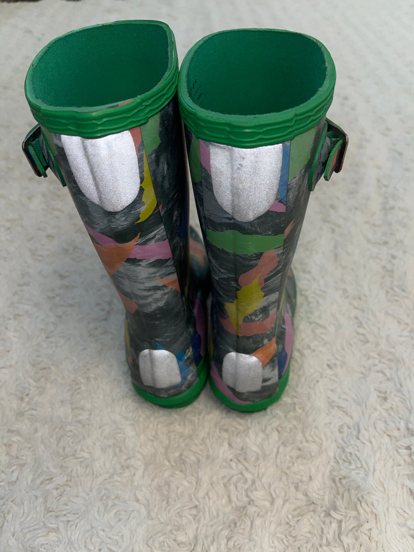 PPU Montgomery VGUC Hunter Boots Girls Storm Camo Print Size US 13B/1G (EU 31) with EUC Yellow Fleece Boot Socks Fits Shoe Sizes 11-13