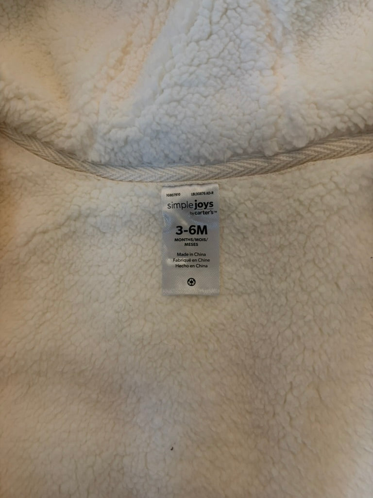 #6 - Carters Girls White Fleece-lined hoodie with bear ears -  3-6 months