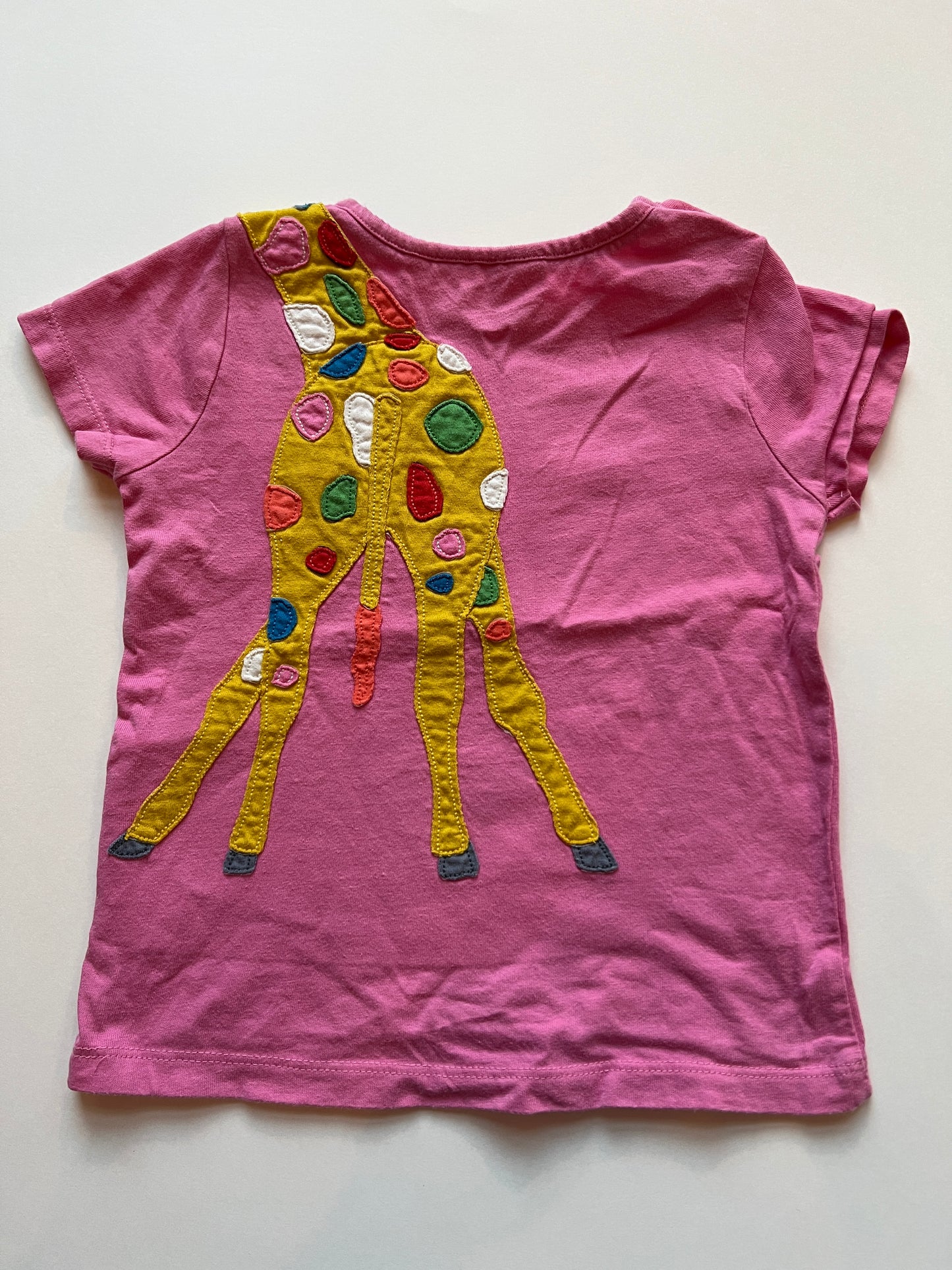 Girls 2-3Y Mini Boden Girafe Applique (Front/Back) Short Sleeve Shirt