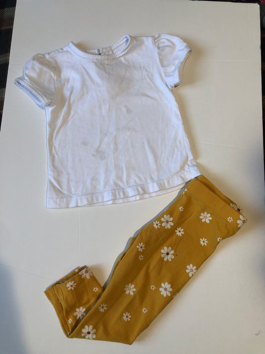 REDUCED PRICE 3 t girls Beaufort bonnet white top and yellow bottom set