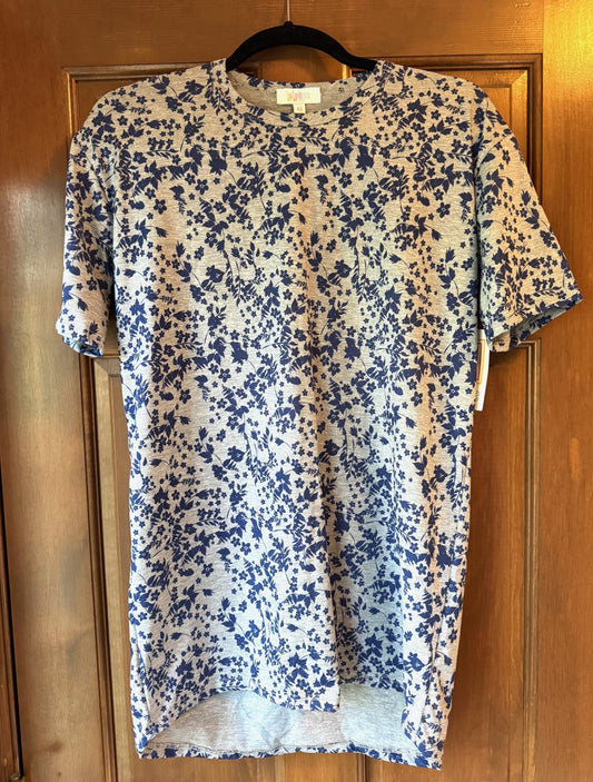 Seller #126 - LulaRoe XS Gray Short Sleeve Shirt with Navy Floral Design - New with Tags-  REDUCED