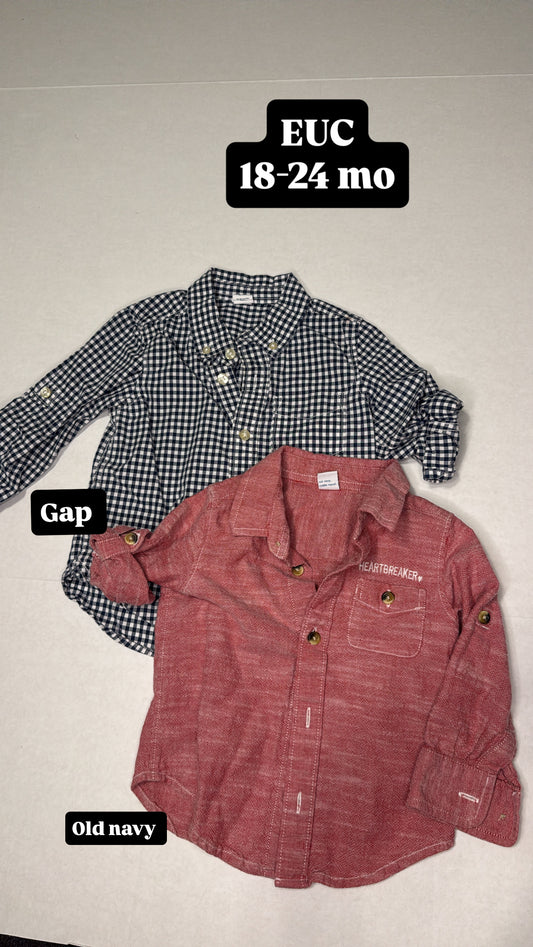 #44 18-24 mo long sleeve button down duo