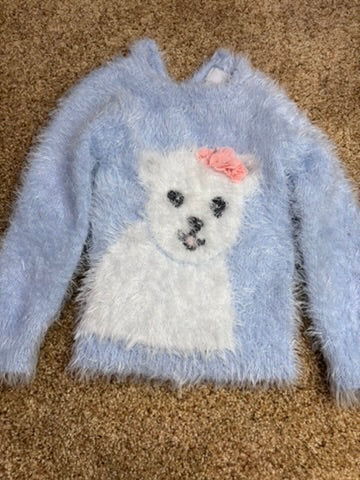 #86A girls 3T fluffy sweater, dog, lil'pixies