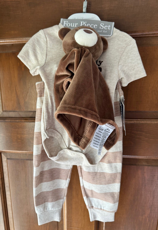 Seller 126 - Baby Essentials 9 Month Boy Bear Outfit with Lovey - REDUCED