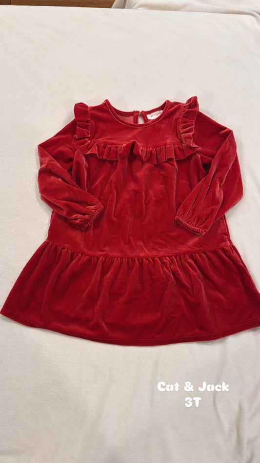 #145 Cat & Jack velvet dress Girls 3T EUC