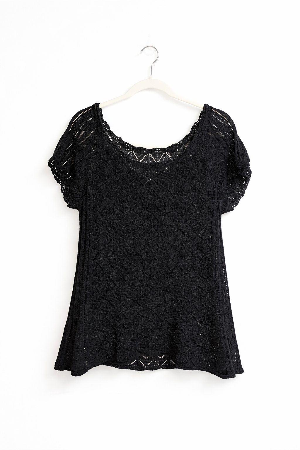 #91  REDUCED Women's L Coldwater Creek shirt -  black tank with sweater overlay EUC