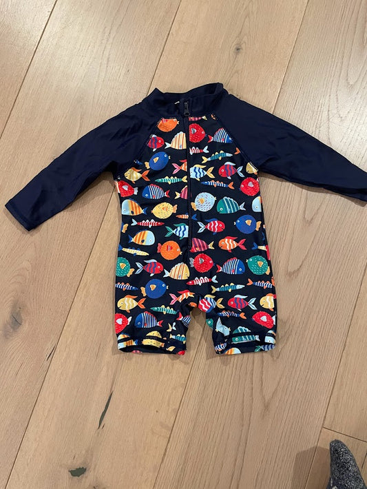 6M Boys One-Piece Swimsuit with Long Sleeve Top