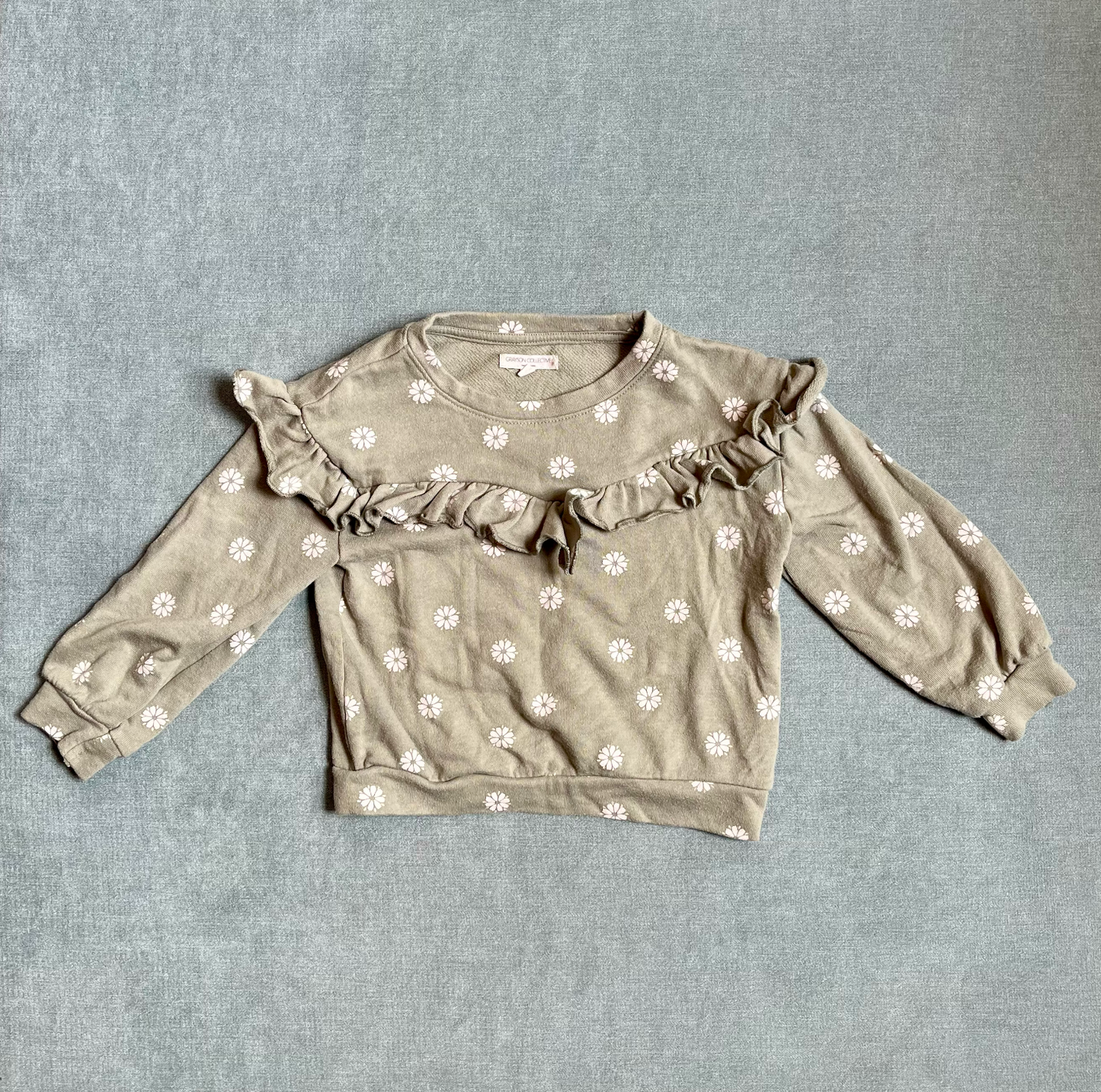 #22A Sage Green Floral Sweatshirt for Toddler size 3T