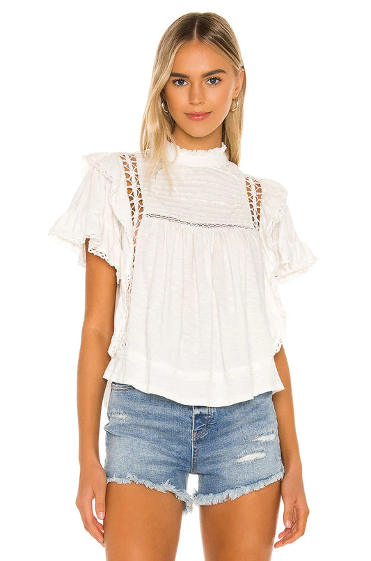 Seller #144 FREE PEOPLE Le Femme Tee in Ivory -  Size XS