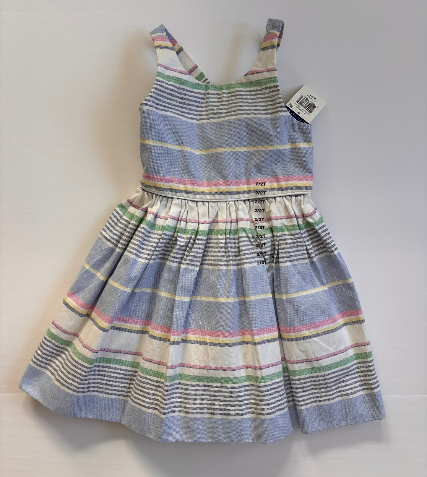 #84 NWT Polo Ralph Lauren Pastel Strip Sleeveless Dress Girls Size 2T