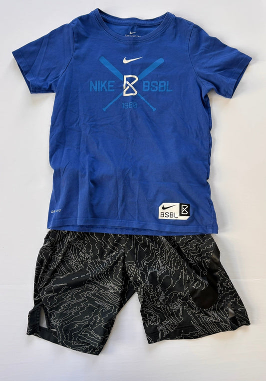 #84 Nike Dri-Fit Baseball Classic Tee Graphic Athletic Short Set Boys Size Small