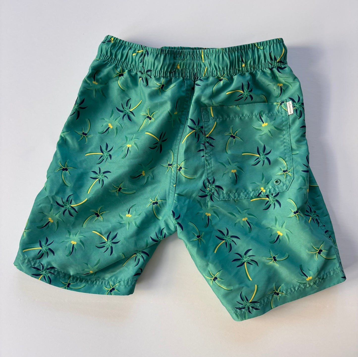 #84 Maamgic Green Palm Tree Swim Trunks Boys Size 8