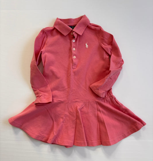 #84 Polo Ralph Lauren Long Sleeve Pink Polo Dress Girls Size 3T
