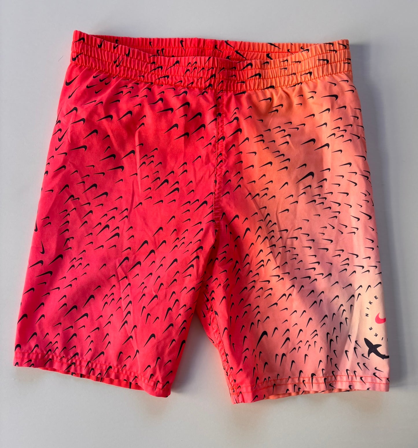 #84 Nike Quick Dry Shark Logo Board Shorts Orange Boys Size S