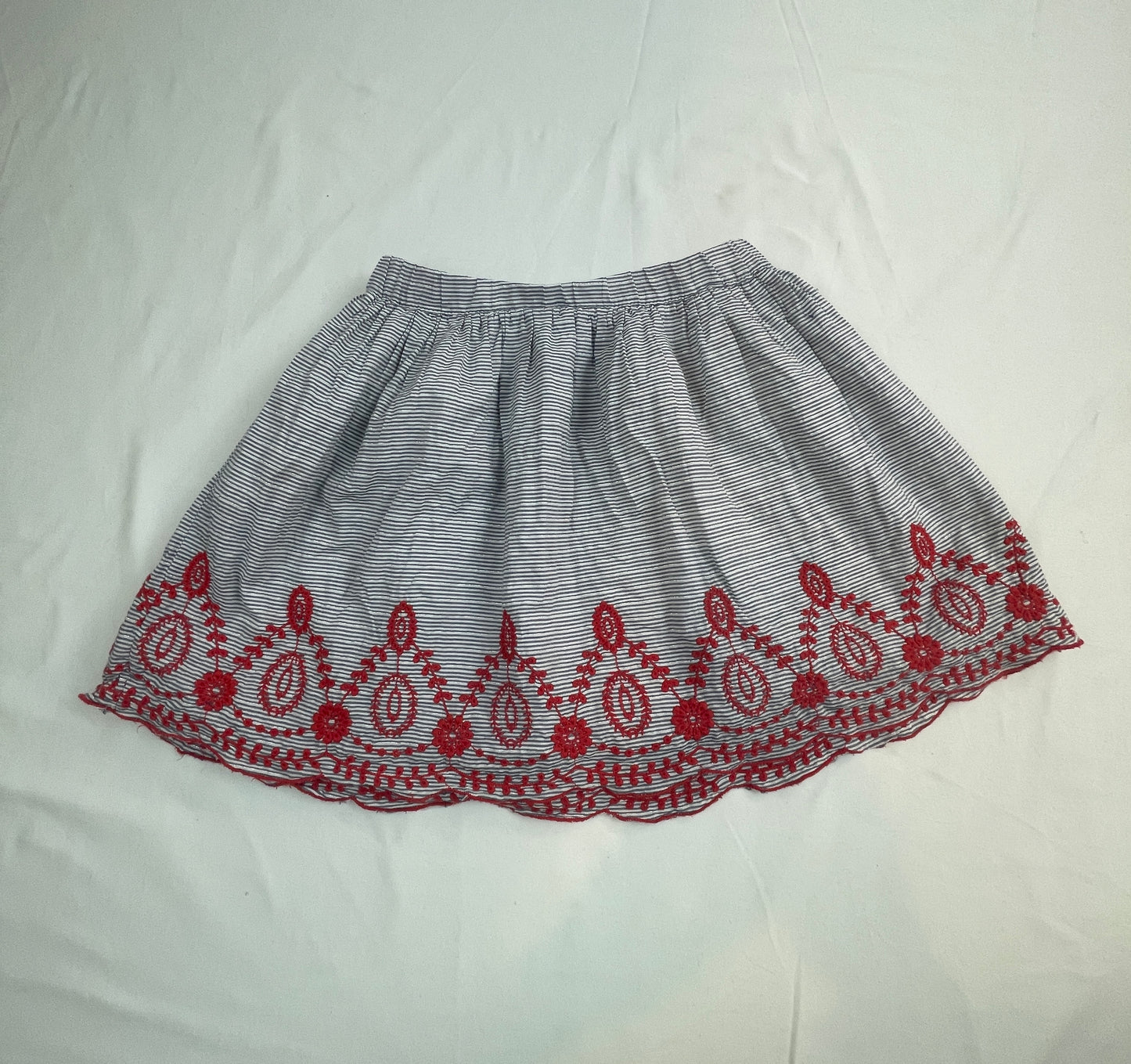 Girls Size 5 Cotton Embroidered Skirt EUC