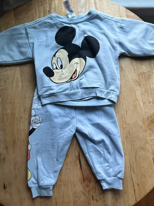 #97- Disney Baby Mickey Blue 2pcs Sweatsuit- Size 12M